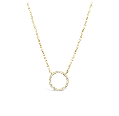 Gold Plated Circle Necklace with Cubic Zirconia