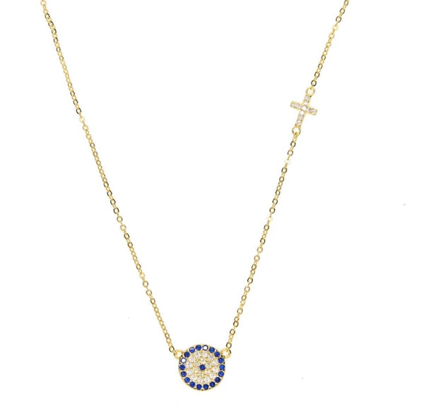 Gold Plated Evil Eye Cross necklace