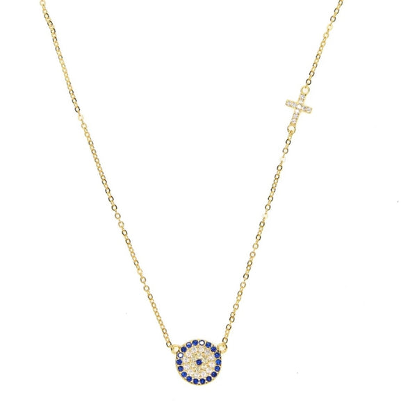 Gold Plated Evil Eye Cross necklace
