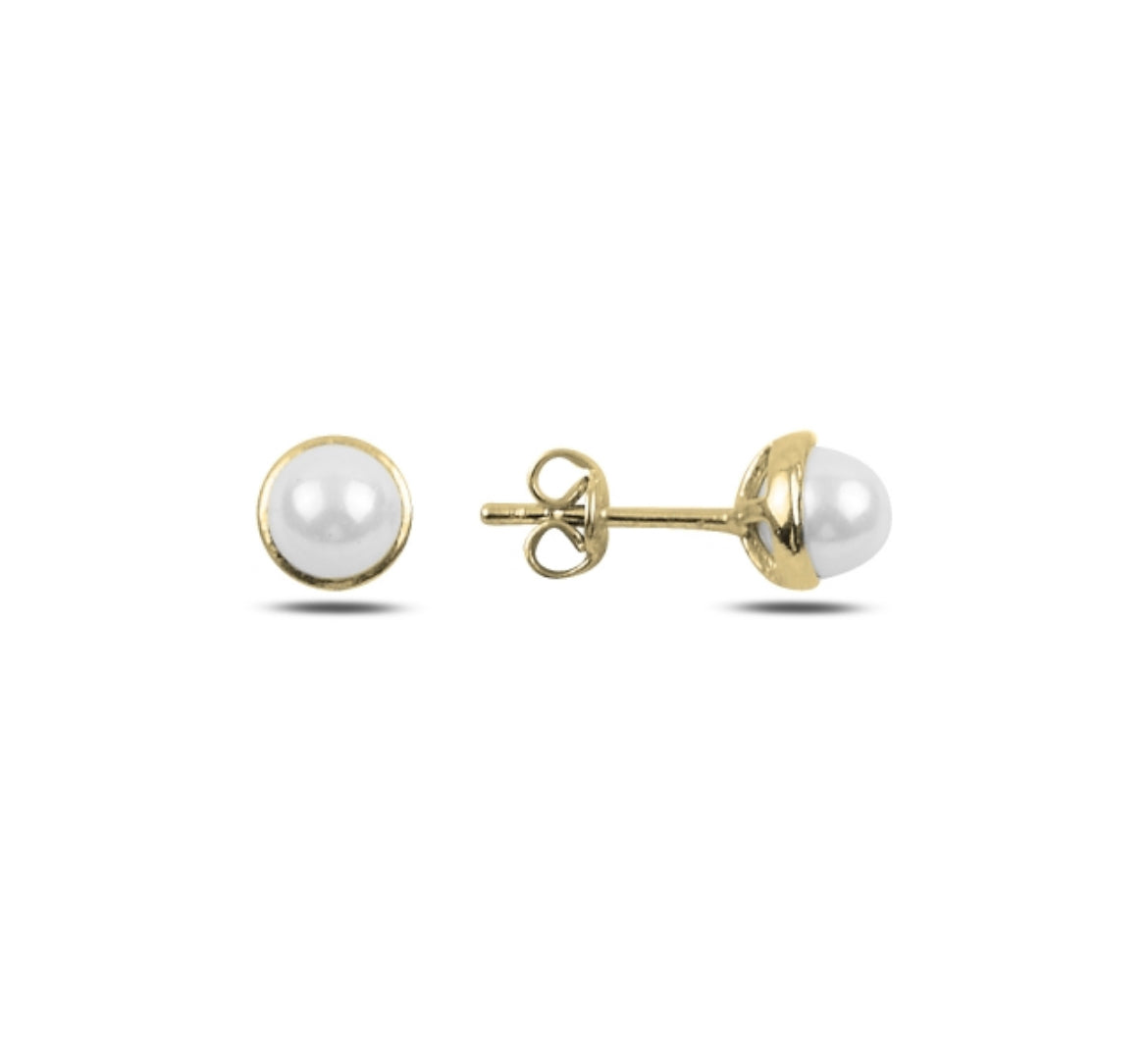 Gold Plated Freshwater Pearls Earrings Studs Byou Designs