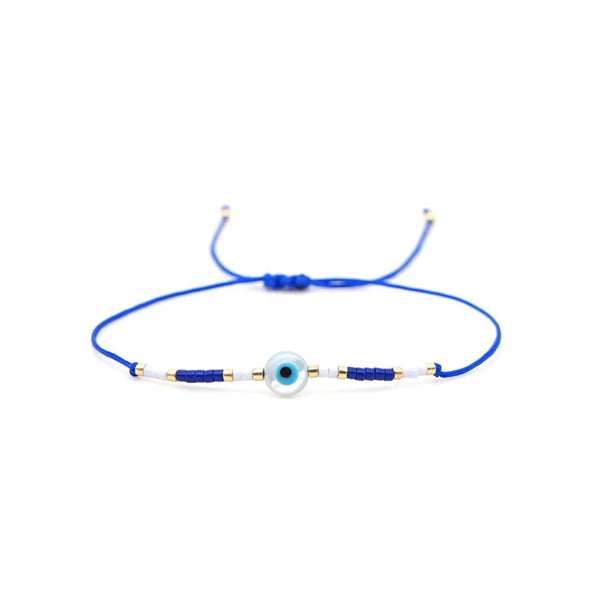 Santorini Greek Blue Evil Eye Bead Bracelet Handmade - Byou Designs