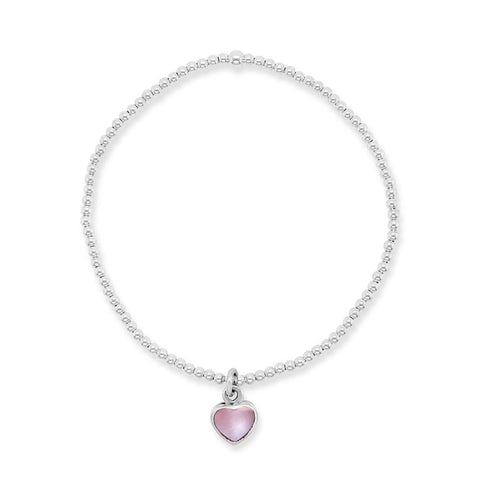 Grace Silver Beaded Love Charm Bracelet