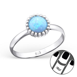 SILVER ROUND OPAL MIDI RING - Byou Designs