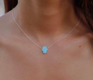 Opal Hamsa Necklace Girls