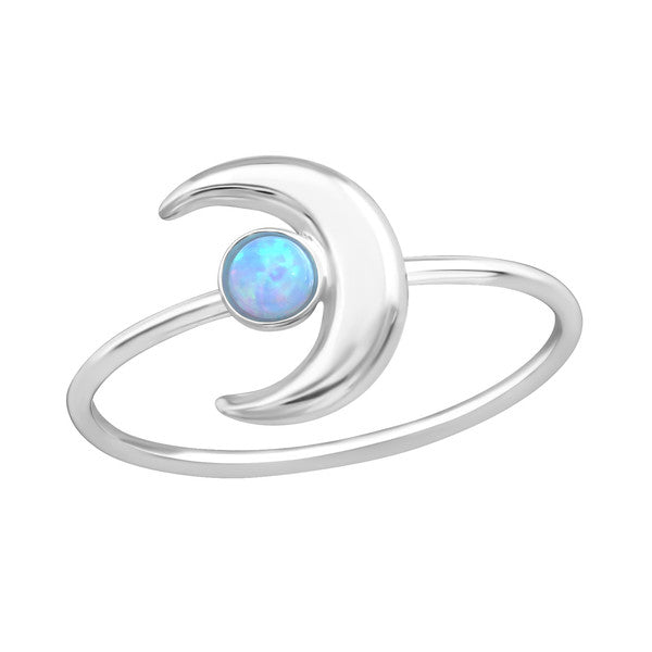 Silver Moon Opal Ring