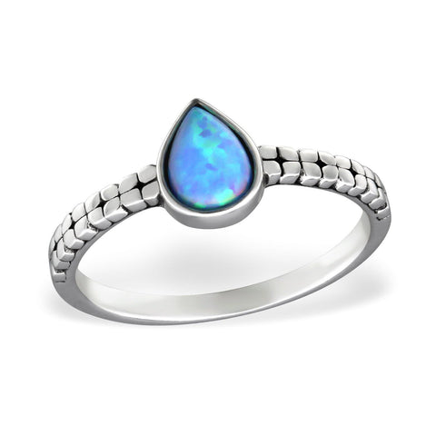BLUE OPALITE PEAR SHAPED STERLING SILVER RING - Byou Designs