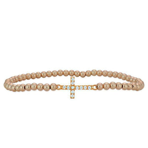 Faith Cross Stretch Bracelet Rose Gold - Byou Designs