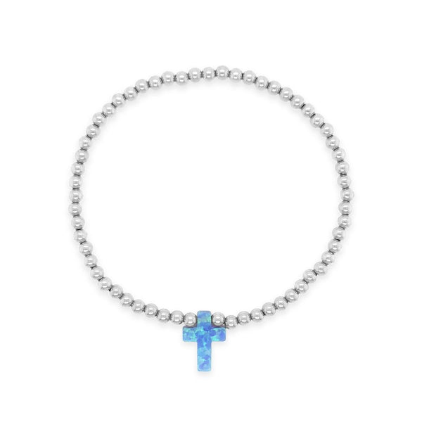 Blue Opal Cross Bracelet Sterling Silver - Byou Designs