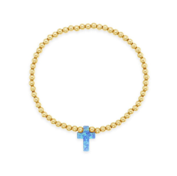Grace Cross My Heart Sterling Silver Bracelet Opal Cross