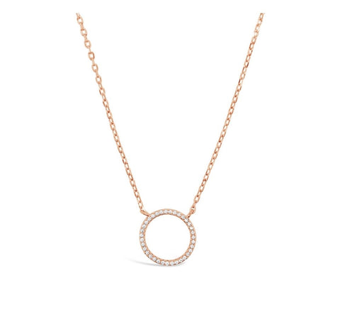 Rose Gold Circle Necklace with Cubic Zirconia