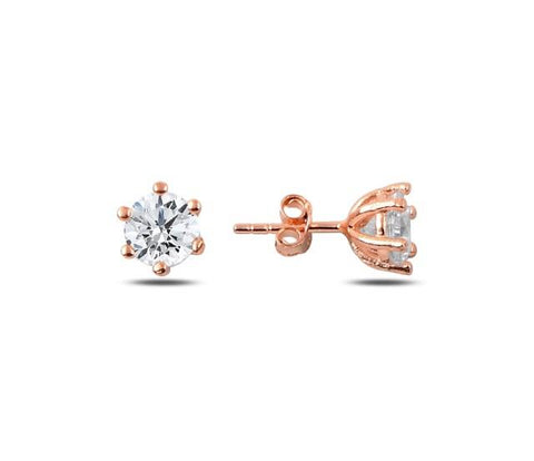 Girls Rose Gold Plated Earring Studs with Cubic Zirconia Byou Designs