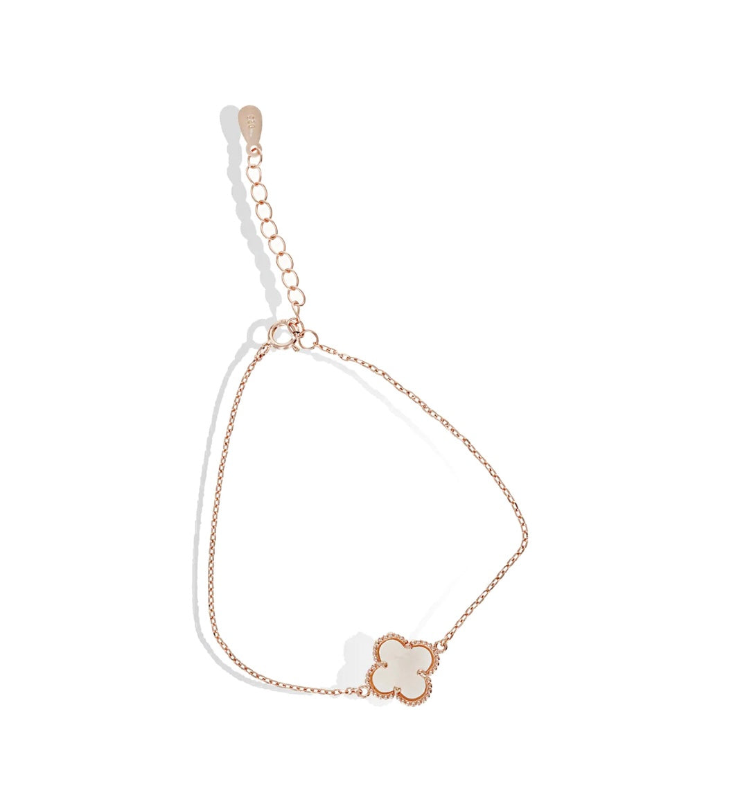 Mother Of Pearl Clover Bracelet in Rose Gold