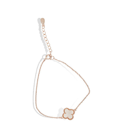 Mother Of Pearl Clover Bracelet in Rose Gold