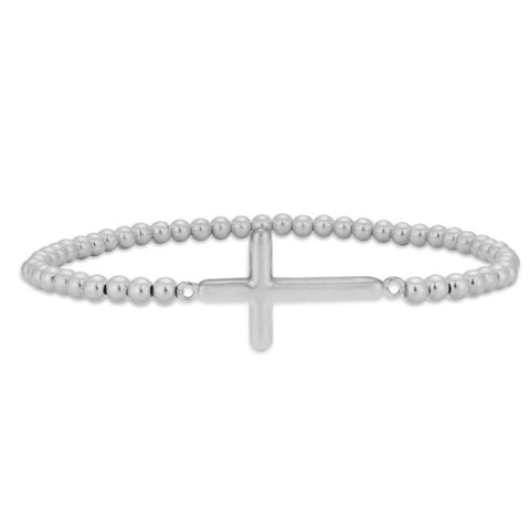 Sterling Silver Cross Stretch Bracelet - Byou Designs
