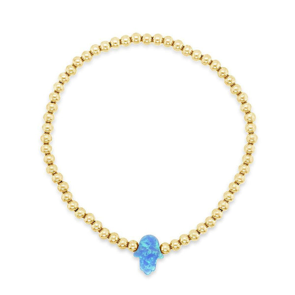 Gold Filled Opal Hamsa Stretch Bracelet