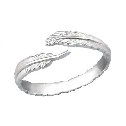 Silver Open Feather Ring