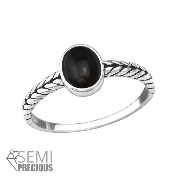 Onyx top crystal ring