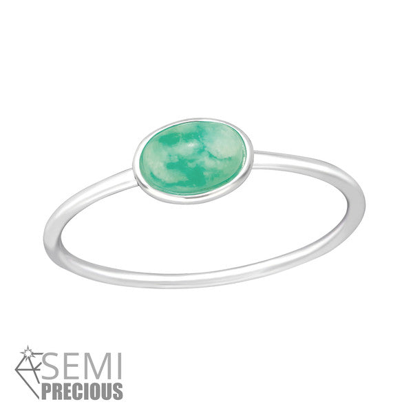Silver Amazonite Stone Ring