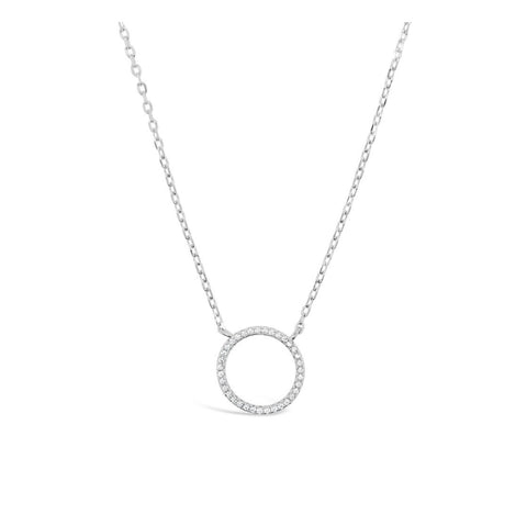 Sterling Silver Circle Pendant with Cubic Zirconia Necklace