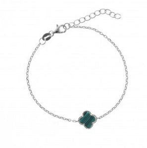 Malachite Clover Bracelet to protect In Sterling silver