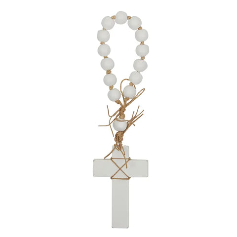 White Bead Hanging Cross