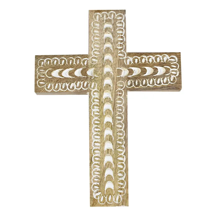 Wooden White Wash Wall Cross
