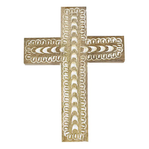 Wooden White Wash Wall Cross