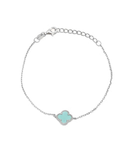 Bianca Turquoise Clover Silver Bracelet in