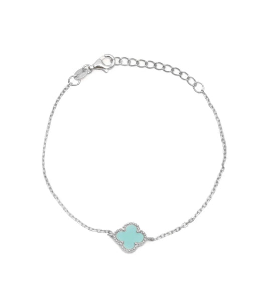 Bianca Turquoise Clover Silver Bracelet in