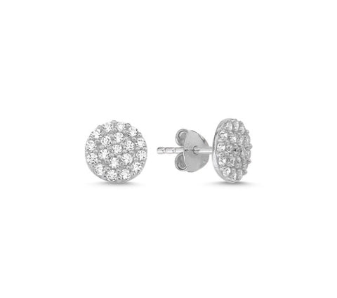 OLIVIA ROUND CIRCLE EAR STUD EARRINGS SILVER - Byou Designs