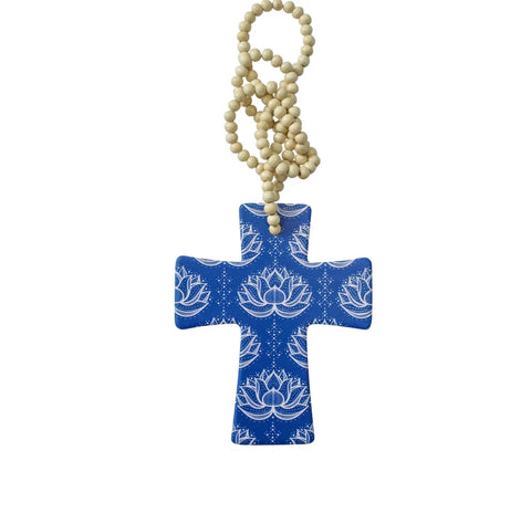 Hanging Cross Blue Lotus