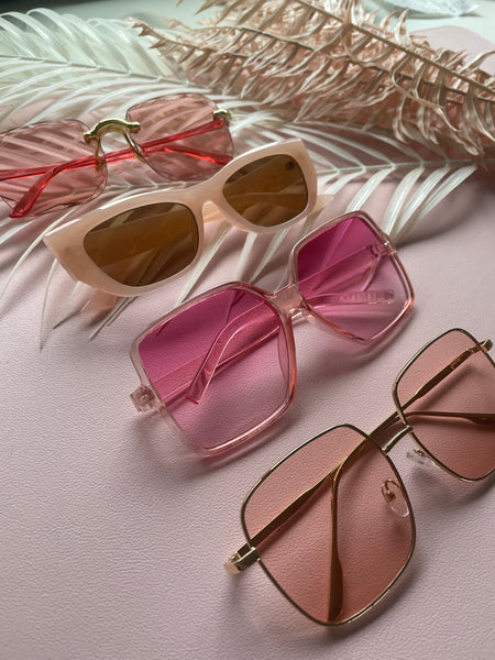 Vintage Rimless Square Pink Sunglasses