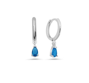 Georgie Silver Aquamarine Hoops