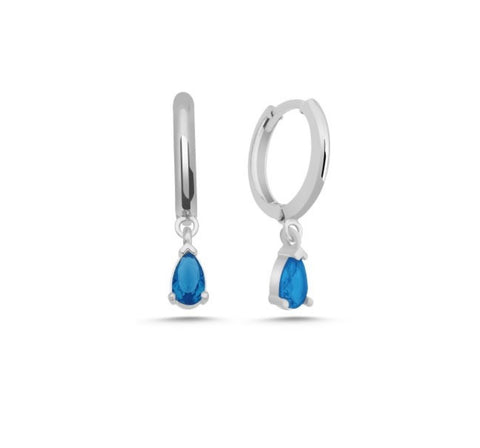 Georgie Silver Aquamarine Hoops