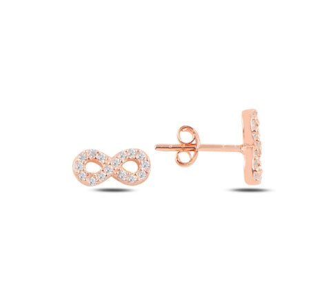 Rose Gold Cubic Zirconia Infinity Stud Earrings Byou Designs