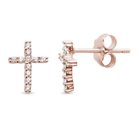 Celine Cross Rose Gold Earrings