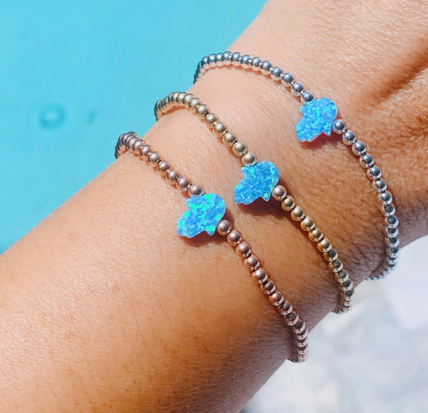 Hamsa Opal Rose Gold Filled Bracelet