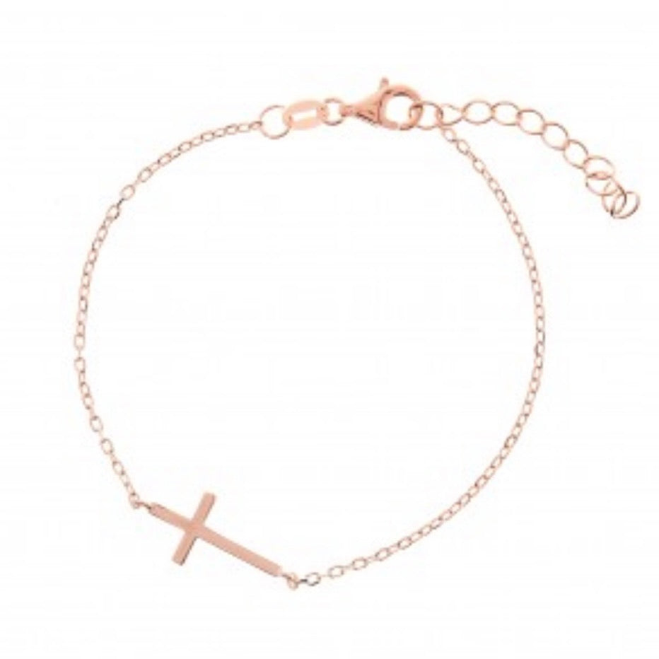 Rose Gold Cross Bracelet - Byou Designs