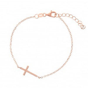 Rose Gold Cross Bracelet - Byou Designs