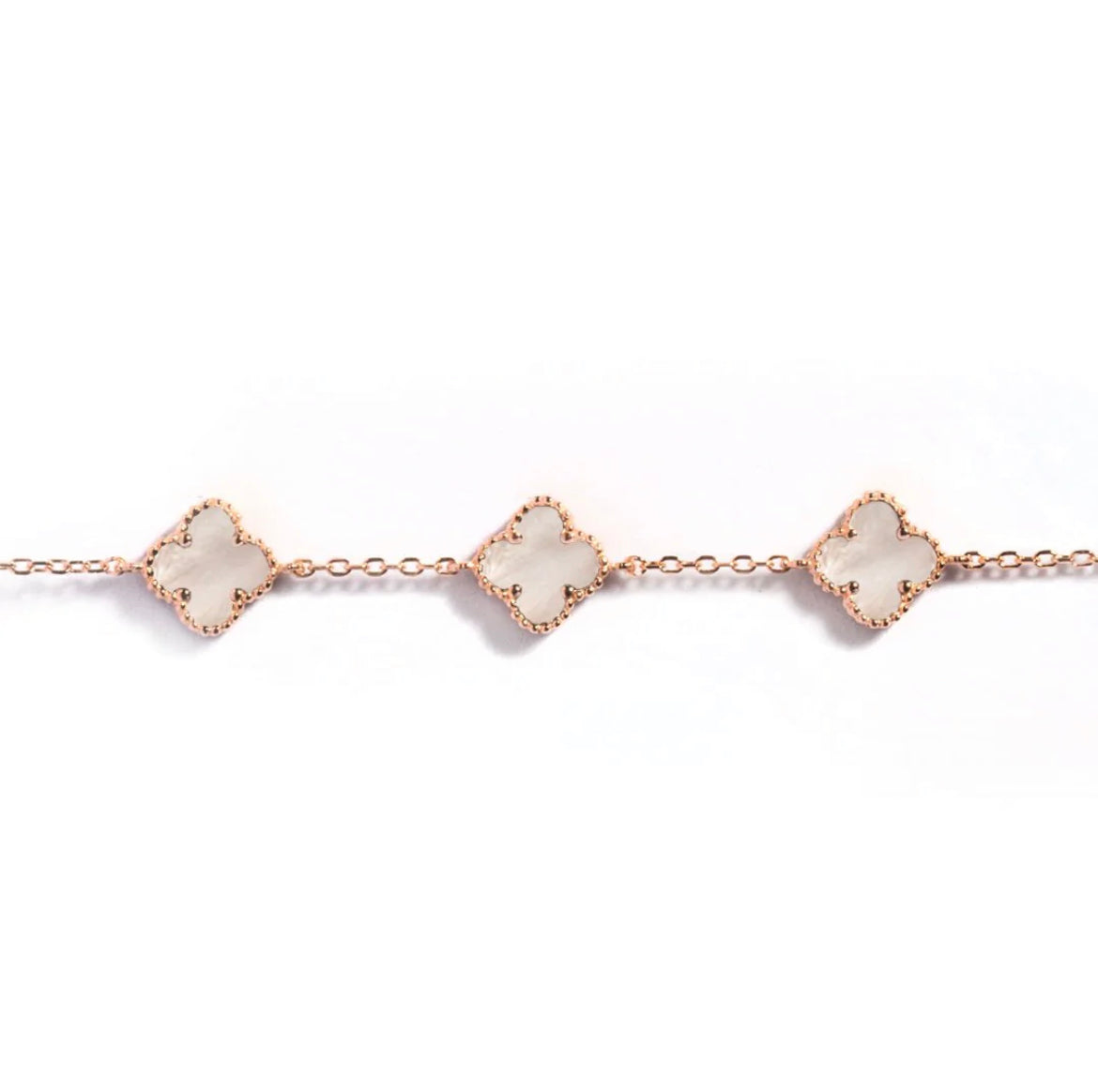 Belle Rose Gold Mother of Pearl Clover Bracelet