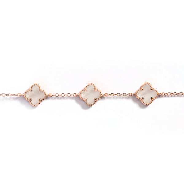 Belle Rose Gold Mother of Pearl Clover Bracelet