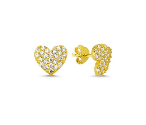 LILY LOVE HEART EAR STUD EARRINGS 14K GOLD PLATED - Byou Designs