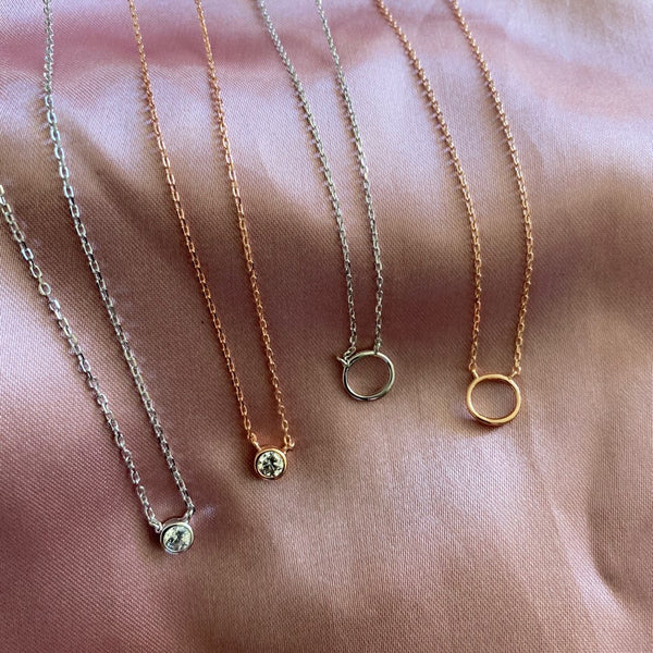 Dainty Rose Gold Circle of Light Necklace
