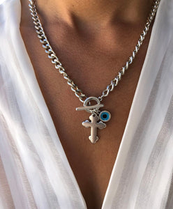 Sia Cross and Eye Necklace