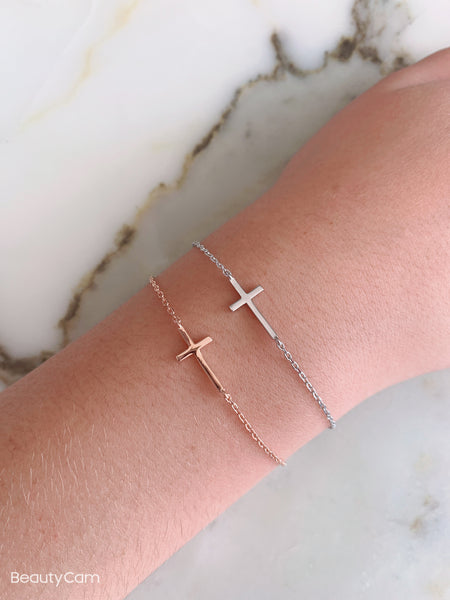 Dainty Cross Rose Gold Bracelet