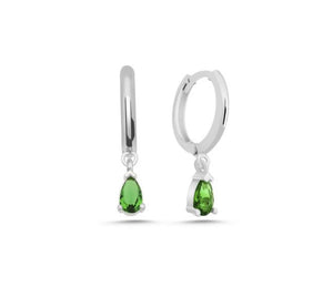 Georgie Silver Emerald Hoops
