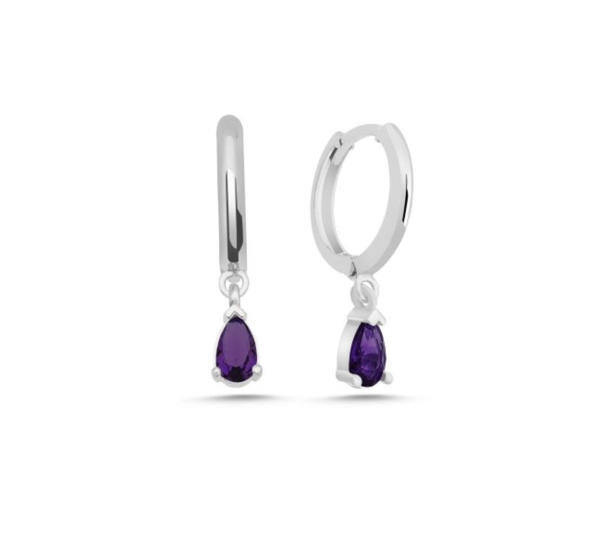 Georgie Silver Amethyst Hoops