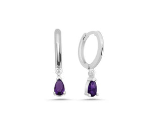 Georgie Silver Amethyst Hoops