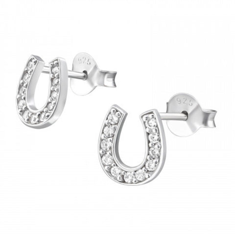 Silver Horseshoe Ear Studs