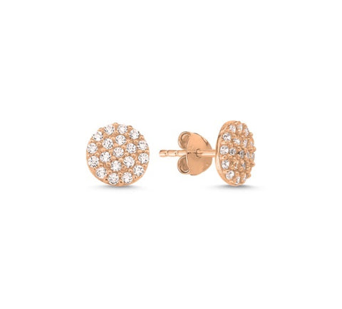 OLIVIA ROUND CIRCLE EAR STUD EARRINGS ROSE GOLD - Byou Designs